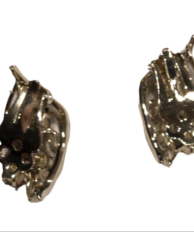 Vintage green crystal clip on earrings