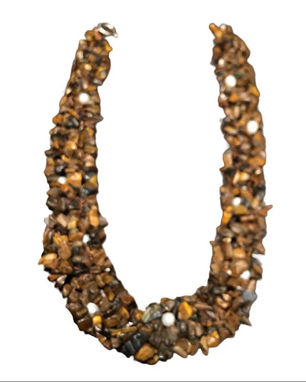Vintage Tiger eye chip ckoker necklace