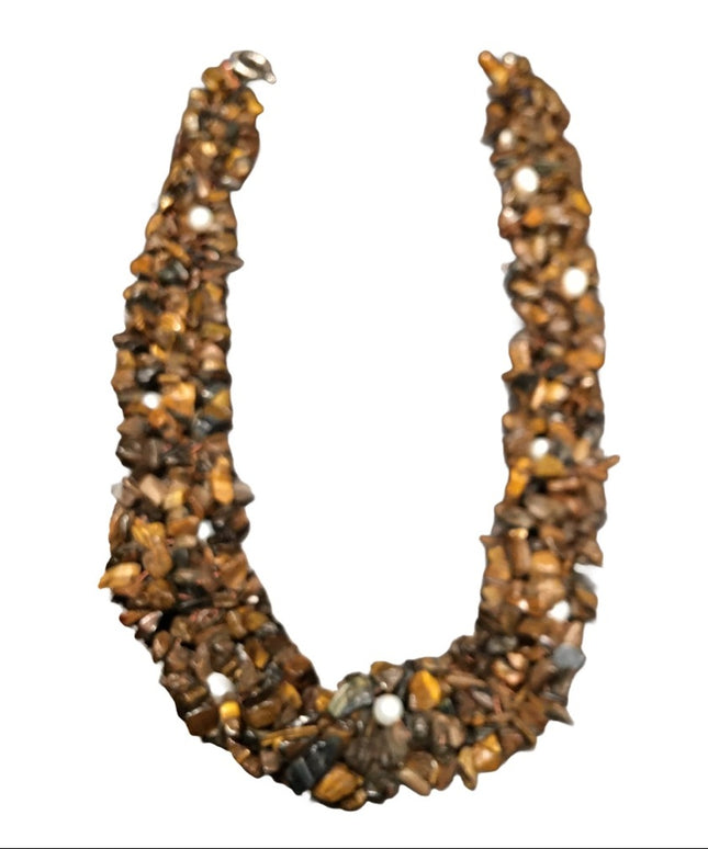 Vintage Tiger eye chip ckoker necklace