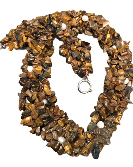 Vintage Tiger eye chip ckoker necklace