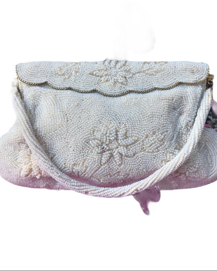 Vintage 1950s Micro bead wristlet white