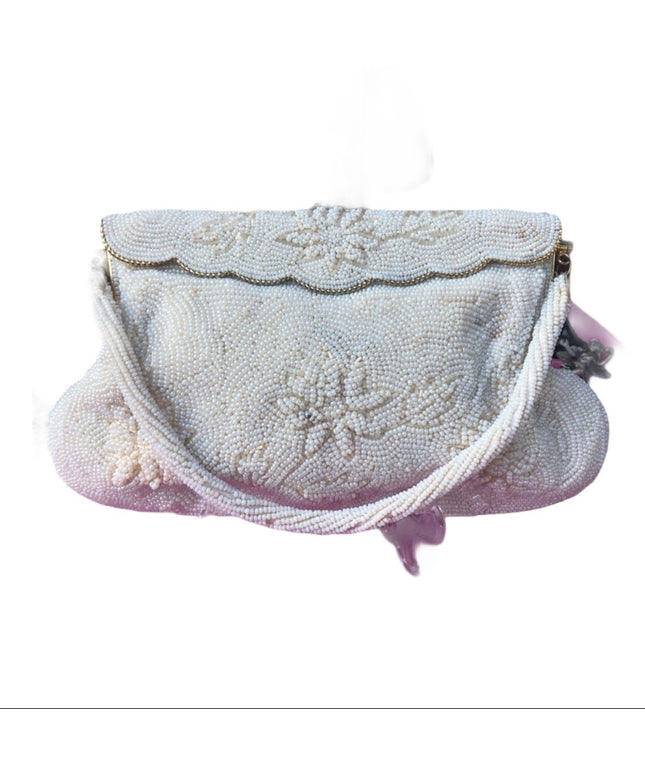 Vintage 1950s Micro bead wristlet white