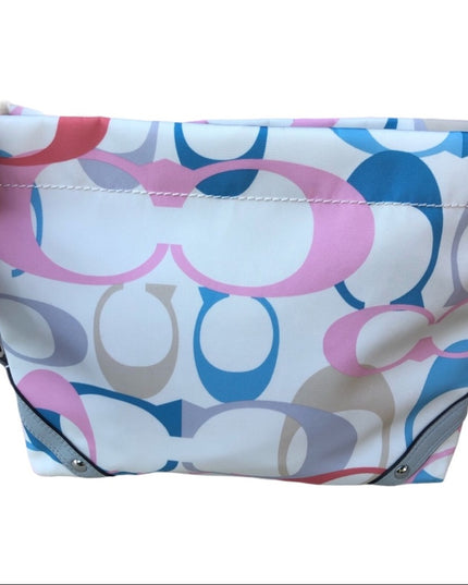 F16274 Coach shoulder bag signature White pink