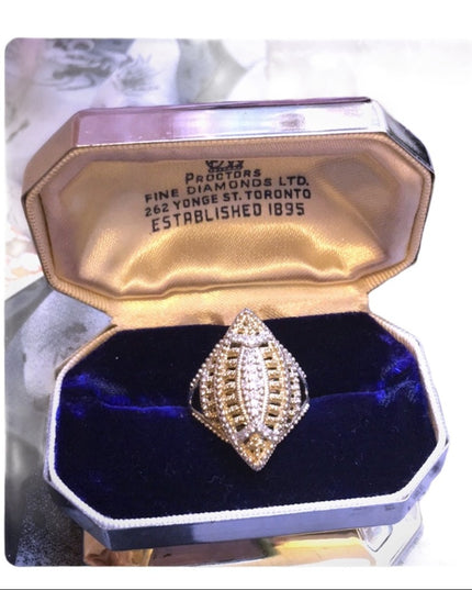 Sterling silver cocktail ring diamond chips