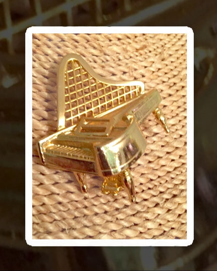 Vintage gold finish large Piano brooch musical music
