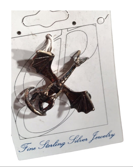Vintage Sterling silver Peter stone Dragon pendant