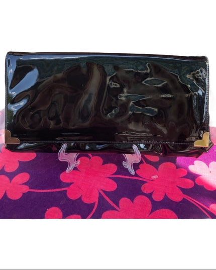Vintage large Black 1960s Patent leather clutch