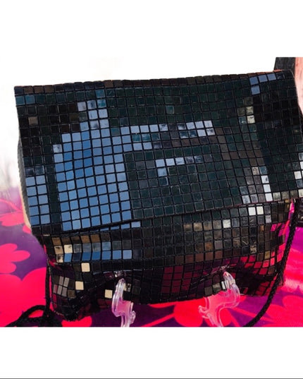 Vintage 1980s Artel Black plastic purse 👛 Disco