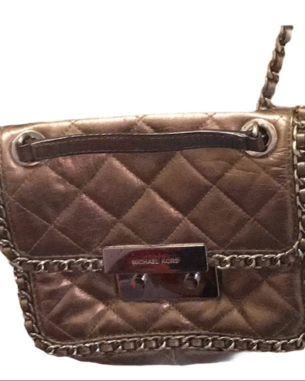 Michael Kors Gold metalic leather crossbody purse