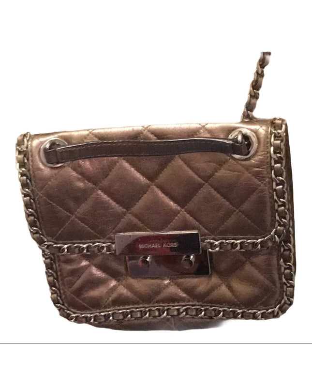 Michael Kors Gold metalic leather crossbody purse