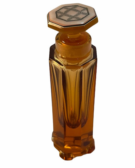 Victorian Amber glass etched perfume bottle