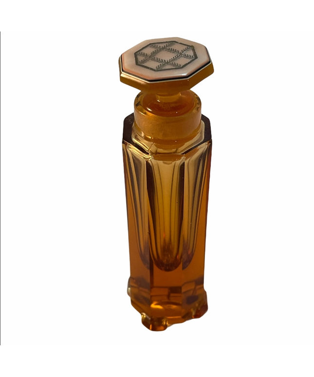 Victorian Amber glass etched perfume bottle