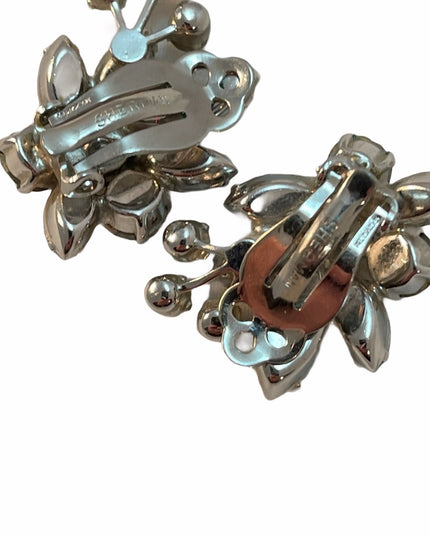 Vintage 1950s Sherman crystal Earrings AB clip on