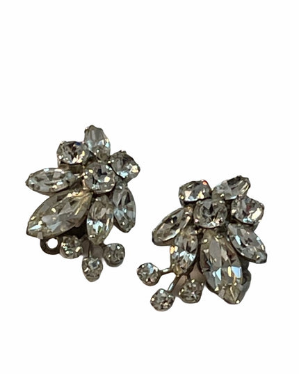 Vintage 1950s Sherman crystal Earrings AB clip on