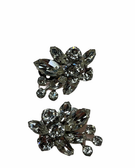 Vintage 1950s Sherman crystal Earrings AB clip on