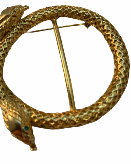 Vintage Gold finish metal SNAKE scarf clip brooch