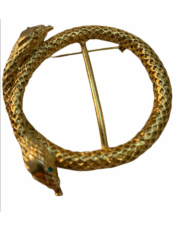 Vintage Gold finish metal SNAKE scarf clip brooch