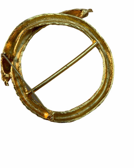 Vintage Gold finish metal SNAKE scarf clip brooch
