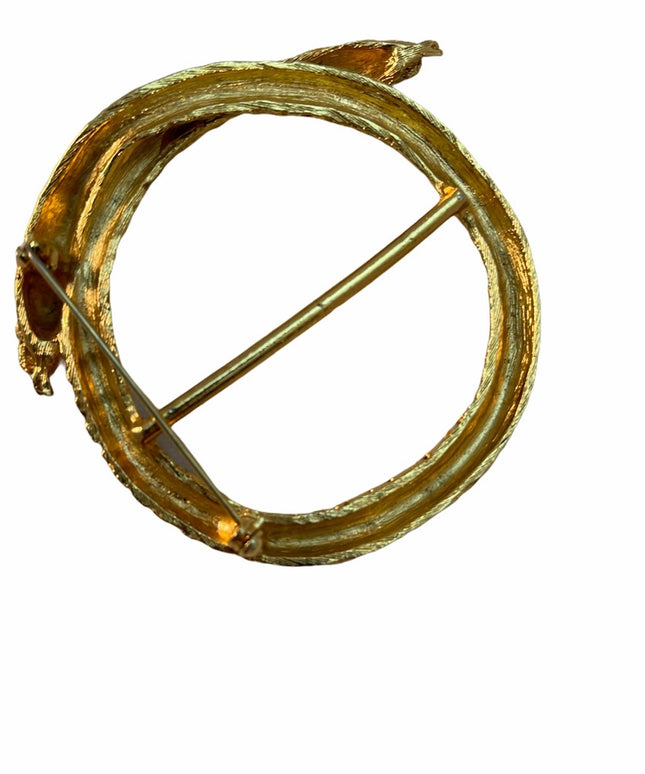 Vintage Gold finish metal SNAKE scarf clip brooch