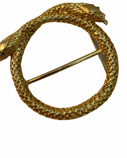 Vintage Gold finish metal SNAKE scarf clip brooch