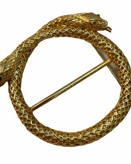 Vintage Gold finish metal SNAKE scarf clip brooch
