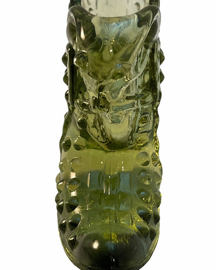 Vintage Fenton glass slipper Hobnail with cat