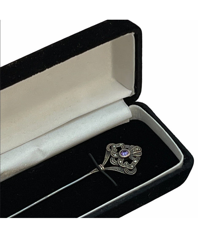 Victorian Sterling silver amethyst antique hat pin