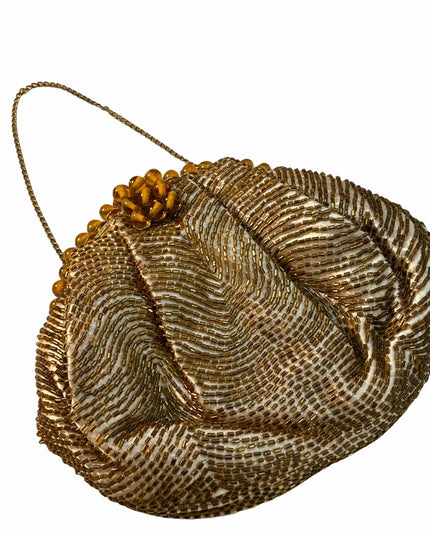 Vintage 1940s Beaded wristlet evening bag purse