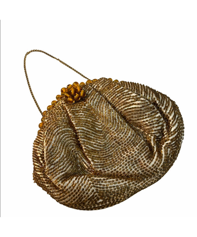 Vintage 1940s Beaded wristlet evening bag purse