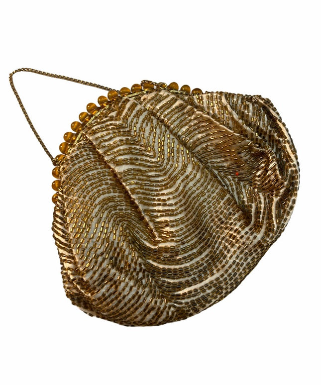 Vintage 1940s Beaded wristlet evening bag purse