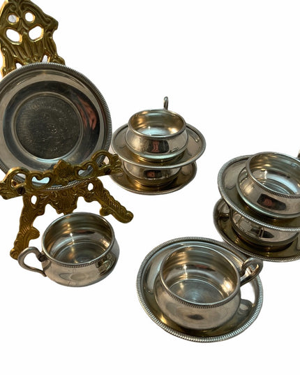 Italy Peltro Rama 95 Pewter demitasse espresso set