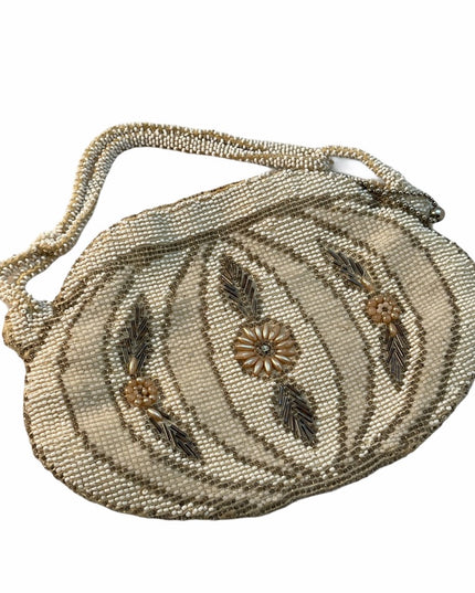 Antique micro bead Czech Purse wristlet mini purse glass beads