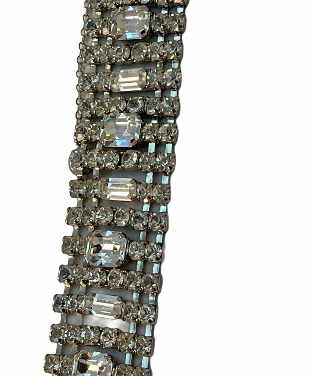 Vintage Crystal rhinestone silver finish bracelet