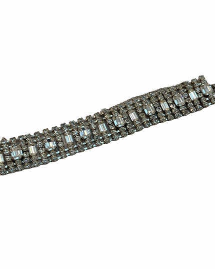 Vintage Crystal rhinestone silver finish bracelet