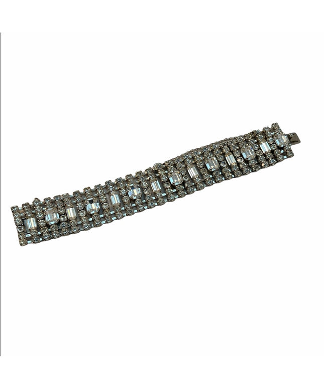 Vintage Crystal rhinestone silver finish bracelet