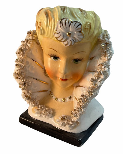 Vintage 1950s Lady Head Vase Beauty ceramic