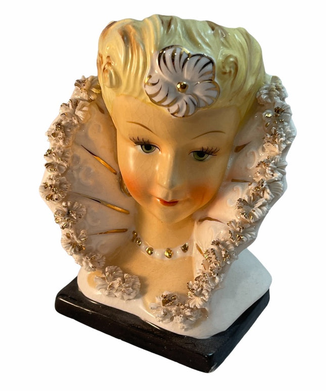 Vintage 1950s Lady Head Vase Beauty ceramic