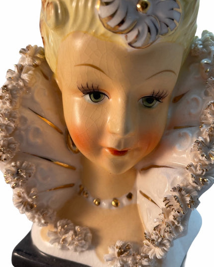 Vintage 1950s Lady Head Vase Beauty ceramic