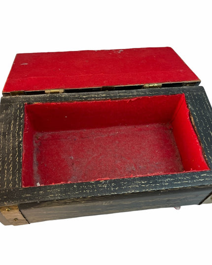 Antique Heavy Black Oak Wood Brass Finish box