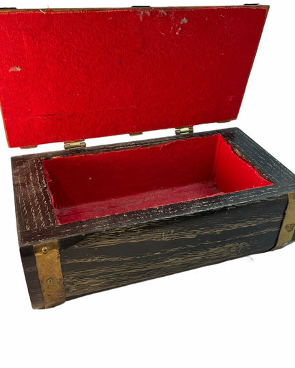 Antique Heavy Black Oak Wood Brass Finish box