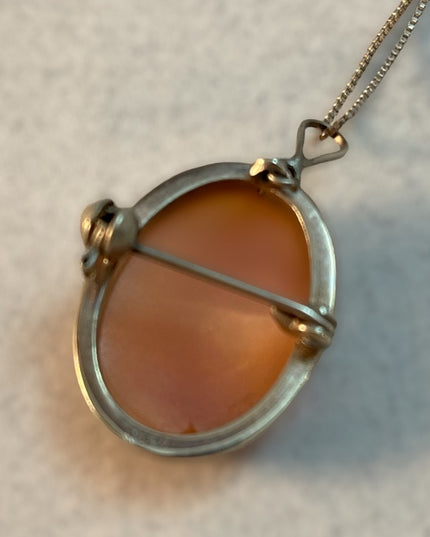 VTG Sterling silver Necklace brooch pendant Cameo