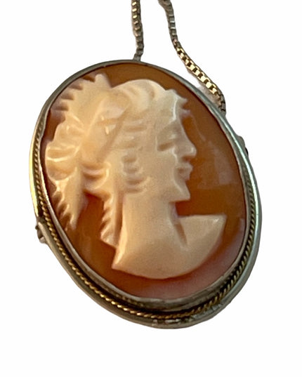 VTG Sterling silver Necklace brooch pendant Cameo