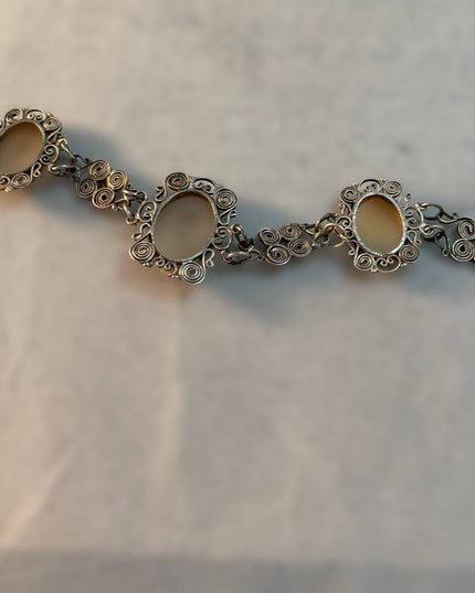 Antique 800 Silver Filagree Shell cameo bracelet
