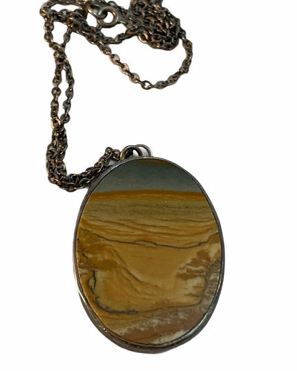Antique Sterling Silver Polychrome Jasper necklace