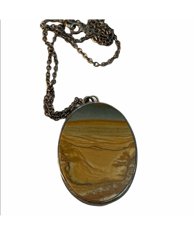 Antique Sterling Silver Polychrome Jasper necklace