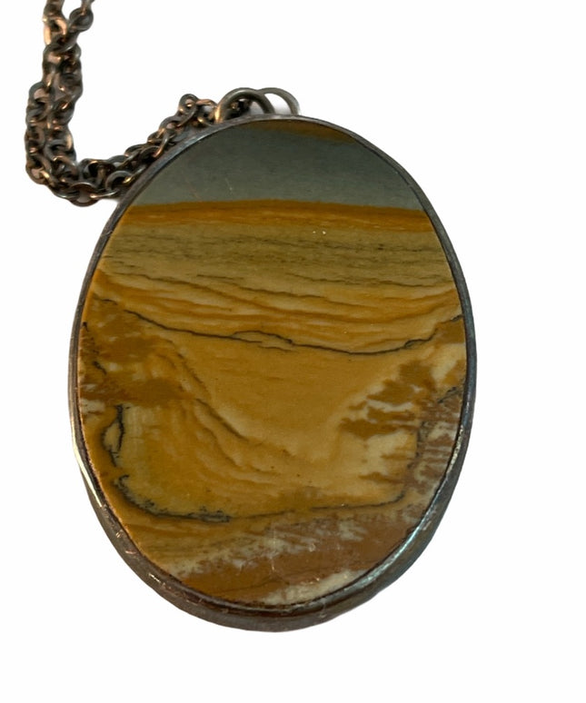Antique Sterling Silver Polychrome Jasper necklace