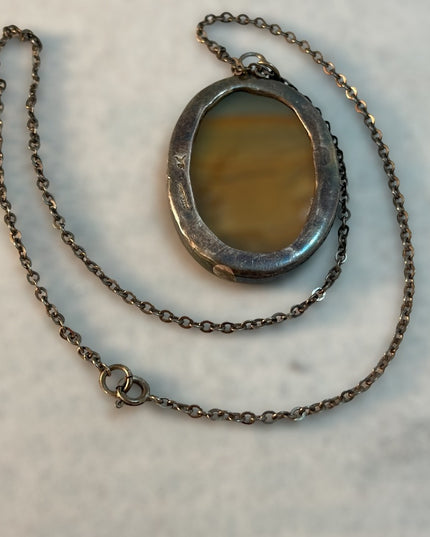 Antique Sterling Silver Polychrome Jasper necklace