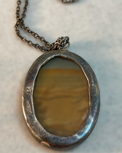 Antique Sterling Silver Polychrome Jasper necklace