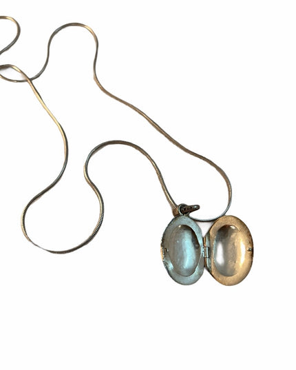 Vintage oval etched locket sterling silver