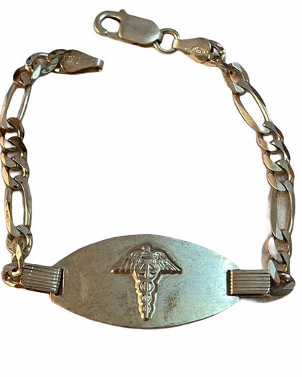 Vintage sterling silver medical bracelet 6”